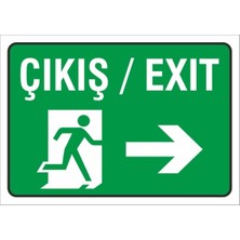 Tr Pvc Çıkış Sağ Yönlendirme Uyarı Levhası, 17X24 Cm, Yeşil, Iş Güvenliği Ikaz Tabelas
