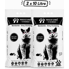 Tr Aktif Karbon Kedi Kumu, Bentonit, Gri Topaklaşan, 10 L x 2 Adet