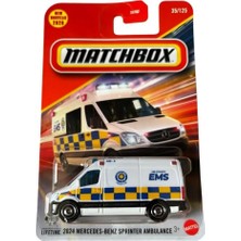 Tr C0859 Matchbox 1:64 Tekli Arabalar 2024 Mercedes-Benz Sprınter Ambulance (Kısa Kart) JHN67