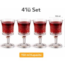 Tr 4'lü Cam Kadeh Seti 150 Ml,kahve Yanı Su Bardağı, Şerbet Bardağı,şık Vintage Kristal Bar