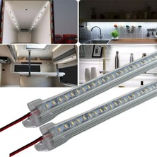 Tr 2 Adet Alüminyum Kasa Yüksek Lümen Bar LED 12 Volt (50 cm Şeffaf Kasa Beyaz Işık)