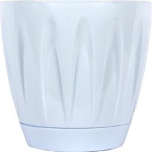 P006 Papatya Saksı Tabaklı 35CM, 22 Litre Beyaz