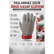 Paslanmaz Çelik Örgü Kasap Eldiveni - Seviye 5 Kesilme Dirençli Çift Yönlü Zincir Zırh Eldiv