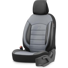 Inspire Design Premium Deri Ekstra Destekli Universal Oto Koltuk Kılıfı Tam Set (Füme-Siyah)