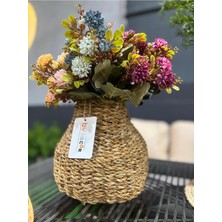 25 cm Hasır Saksılık, Örgü Vazo, Dekoratif Çiçeklik, Kahverengi