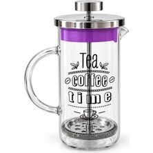 Tr Cam French Press Çay ve Kahve Demleyici – Pistonlu Metal Süzgeçli, Şeffaf Kulplu, Beyaz Det