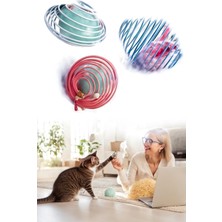 Yaylı Metal Fareli Kafes Kedi Oyun Topu – Sıçrayan Spiral Kedi Oyuncağı ile Eğlenceli ve Akt