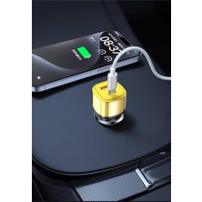 48W Type-C USB Pd Hızlı Araç Şarj Kiti, Çakmaklık Adaptörü, Sarı-Siyah