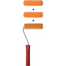 Akrilik Boya Saten Ipek Rulo Fırça Seti, 10CM, 2 Yedek Başlıklı