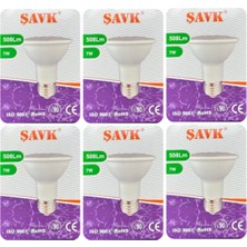 Tr Şavk 7W 6500K Beyaz Işık PAR20 E27 Duylu LED Spot Ampul, 6 Adet