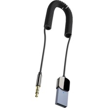 Tr A-13 Usb-A To 3.5mm Aux Bluetooth 5.1 Adaptör | Spiral Kablolu Araç Ses Alıcısı