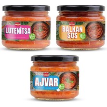 Tr Balkan Lezzet Paketi (3X300G) - Ajvar, Lutenitsa ve Balkan Sosu Seti -%100 Vegan Koruyucusuz - Ge