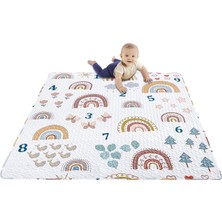 Boho Rainbow 50 x 50 Oyun Parkı, Yıkanabilir Taşınabilir Bebek Yer Oyun Parkı, Kaymaz Katlanır