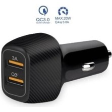 Araç Içi Şarj Cihazı, Qc 3.0, 30W, 2 USB Çıkışlı, Siyah