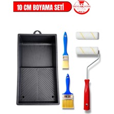 5 Parça Boyama Seti, 10 cm Mikrofiber Rulo, Kestirme Fırçası, Boya Tavası