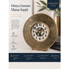 Dünya Haritası Dekoratif Masa Saati – Sessiz Akar Mekanizma