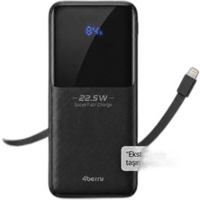 YM832 20000MAH 22.5W Süper Hızlı Şarj Type-C ve Lightning Kablolu Powerbank