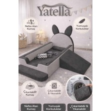 Tr Tavşan Tasarımlı Çok Amaçlı Bebek Koltuğu & Yatak (Yıkanabilir) 70 x 130 cm Krem - Antras