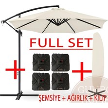 3 mt 8 Kaburga Full Demir 21 kg Ekru Bahçe Şemsiyesi Full Set Havuz Şemsiyesi Büyük Şemsiye Ek