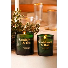 Sandalwood & Oud Kokulu Mum Seti 2'li | Aromaterapi Mum | Dekoratif Cam Mum | Odunsu Ev Kokusu & Hed