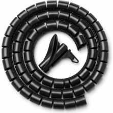Tr 1,5 Metre 25 mm Kablo Koruyucu Spiral Siyah, Kablo Düzenleyici Organizer, Kablo Toplayıcı Sarm