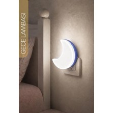 Tr Yarım Ay Gece Lambası On/off Tuşlu Koridor Hol Işığı Uyuma Işığı Beyaz K6975