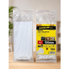 Şahin Tools 3,6 x 150 mm Beyaz Cırt Kelepçe Kablo Bağı 100 Adet – Nylon