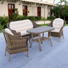 Tr Rattan Orkide Bahçe Takımı (2+1+1+Masa) Açık Kahve | Bahçe ve Balkon Mobilyası Oturma Grub