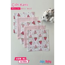 Tr Pembe Müslin Kumaş Mendili, %100 Pamuk, Çift Katlı, 5 Adet Set, Kız