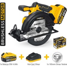 20V 4AH Akülü Daire Testere, 165MM, Brushless Motor, Sunta Kesme Makinası