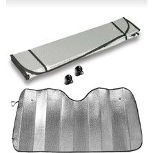 Metalize Büyük Boy Katlanabilir 130X60 cm Boyutunda Vantuzlu Araç Için Ön Cam Güneşliği