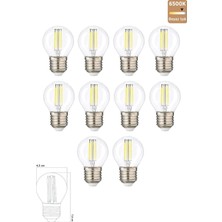 Tr G45 Şeffaf Cam E27 LED Ampul, 6500K Beyaz Işık, 10 Adet Set