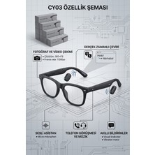 Freedoom Style Kameralı Akıllı Dinlendirici Gözlük 1080P Full Hd 8mp Yapay Zeka Destekli Bluetooth Arama Sesli Komut