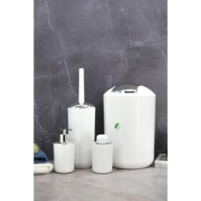 4'lü Beyaz, Banyo Aksesuar Seti, Çöp Kovası Seti - Brazil Model