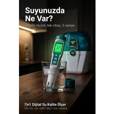 7in1 Dijital Su Kalite Ölçüm Cihazı Tds Ec Ph Orp Metre Sıcaklık Ölçer
