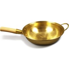 Bakır Wok Pan 36CM El Yapımı Çin Stir Fry Pan Geleneksel Pişirme Potası