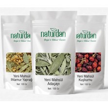Yeni Mahsül Ihlamur Yaprağı - Adaçayı - Kuşburnu (3x Doğal Bitki Çayı 100 Gr) Set (