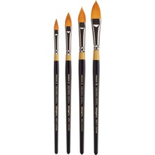 B-100 Premium 4 Adet. Orijinal Altın 9930 Serisi Oval Çiçekli Petal Fırça Seti, Akrilik, Yağ,
