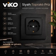 Viko Gece Siyah Topraklı Priz – Şık Tasarım Duvar Tipi Elektrik Prizi