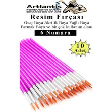Resim Fırçası 6 Numara 10 Adet Yuvarlak Uçlu Sentetik Resim Fırça Ekonomik Suluboya Akrilik Bo