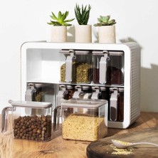 0439 9 Lu Standlı Kendinden Yapışkanlı Kaşıklı Kapaklı Baharatlık Takımı - Cappucino Beya