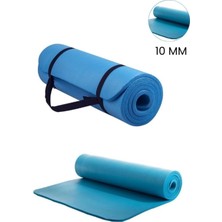 10 mm Konfor Doku Kaymaz Nbr Pilates Egzersiz Minderi, Taşıma Askılı, Mavi