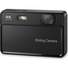 Vıvopack 4K Ultra Hd Kayar Kapaklı Dijital Fotoğraf Makinesi, 64MP 16X Zoom Vlogging Kamerası, O