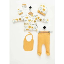 Tr Hastane Çıkışı %100 Pamuk Baskılı Yenidoğan 5'li Set Bebek Kıyafeti, Sarı, Unisex