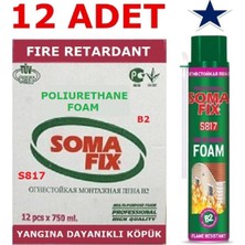 Tr 12 Adet 750 ml 870 gr Somafix Yangına Dayanıklı Poliüretan Köpük B2 Pembe Köpük S817
