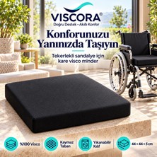 Vıscora Tekerlekli Sandalye Minderi –%100 Visco Kare Oturma Minderi, Kaymaz Taban 44×44×5 cm