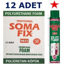 Tr 12 Adet 750 ml 920 gr Somafix Mantolama Poliüretan Köpüğü Yapıştırma Şişmeyen Eps Xps K