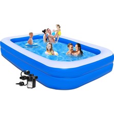 Esareticaret Bestway 54006 Dikdörtgen Şişme Havuz, Pompa ve Örtü Seti, 262X175X51CM, Mavi, Jumb