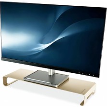 Prexua Riser Masaüstü Monitör Standı - Monitör Yükseltici (Gold, Large)