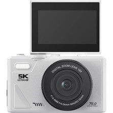 Tr 75MP 5k Dijital Fotoğraf Makinesi, 18X Zoom, Wifi, Döner Ekran, Vlog Kamera, Öğrenci ve Başl